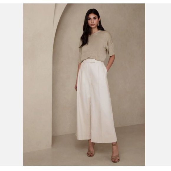 Banana Republic Pants - Banana Republic CRUISE CROPPED Pants 12L Transition CREAM Size 12 LONG MSRP $130